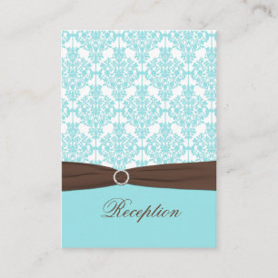 Aqua, White Damask met Brown Enclosure Kaart