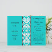 Aqua White Damask Wedding Program (Staand voorkant)