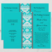 Aqua White Damask Wedding Program (Voorkant / Achterkant)