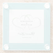 Aqua & White Elegant Wedding Hearts Forever Love Glazen Onderzetter (Achterkant)