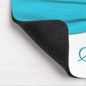 Aqua, White en Black Damask Mousepad Muismat (Hoek)