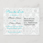Aqua, White en Black Save the Date-Briefkaart Aankondigingskaart (Achterkant)
