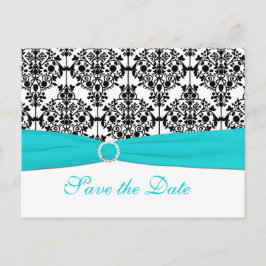 Aqua, White en Black Save the Date-Briefkaart Aankondigingskaart
