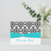 Aqua, White en Black Save the Date-Briefkaart Aankondigingskaart (Staand voorkant)
