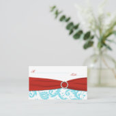 Aqua, White en Red Damask Plaatskaarten Plaatskaartje (Staand voorkant)