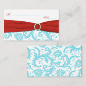 Aqua, White en Red Damask Plaatskaarten Plaatskaartje (Voorkant / Achterkant)