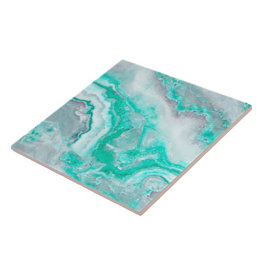 Aqua White Gemstone Agate Mineral Quartz Tegeltje (Zijkant)