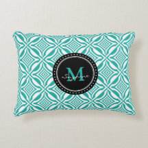 Aqua White Geometric Reversed Pattern