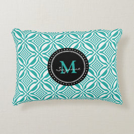 Aqua White Geometric Reversed Pattern Decoratief Kussen