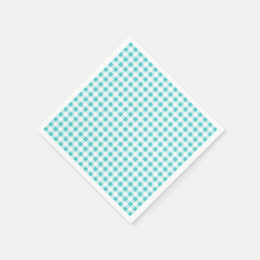 Aqua White Gingham Pattern Servetten (Hoek)