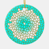 Aqua White Glas in lood Design> PatroonOrnamenten Keramisch Ornament (Voorkant)