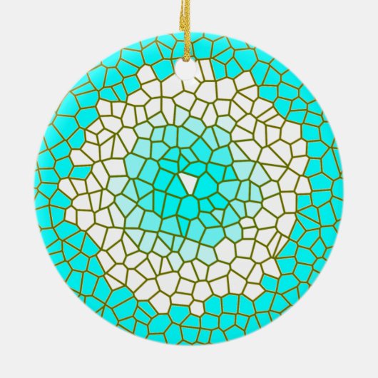 Aqua White Glas in lood Design> PatroonOrnamenten Keramisch Ornament (Achterkant)