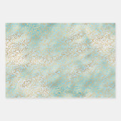 Aqua White Gold Leopard Print Inpakpapier Vel (Voorkant 3)