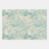 Aqua White Gold Leopard Print Inpakpapier Vel (Voorkant)