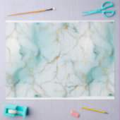 Aqua White Gold Marble Decoupage Tissuepapier (Craft)