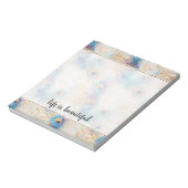 Aqua White Gold Peacock veren Notitieblok (Linkerzijde)