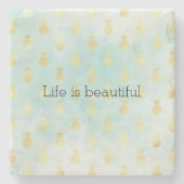 Aqua White Gold Tropical Glam Ananas Onderzetter (Voorkant)