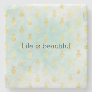 Aqua White Gold Tropical Glam Ananas Onderzetter