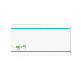 Aqua White Green Floral Birds Blank Address Label