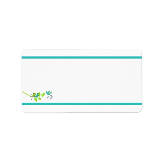 Aqua White Green Floral Birds Blank Address Label (Voorkant)