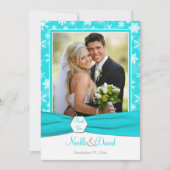 Aqua, White, Grey Snowflakes Hartelijk dank - Flat Kaart (Voorkant)