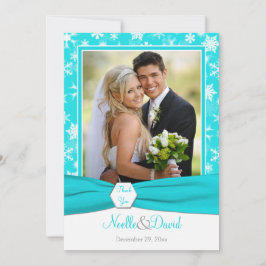 Aqua, White, Grey Snowflakes Hartelijk dank - Flat Kaart