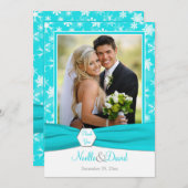 Aqua, White, Grey Snowflakes Hartelijk dank - Flat Kaart (Voorkant / Achterkant)