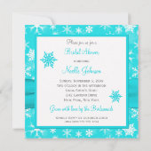 Aqua, White, Grey Snowflakes Vrijgezellenfeest Inv Kaart (Achterkant)