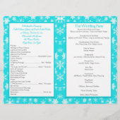 Aqua, White, Grey Snowflakes Wedding Programme (Achterkant)