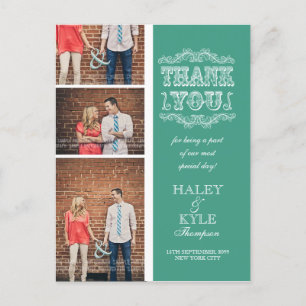  Aqua & White Hartelijk dank voor uw fotobriefkaar Briefkaart