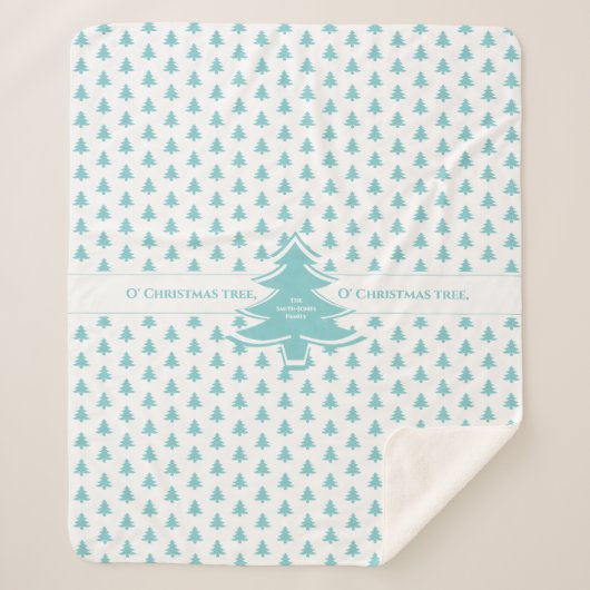 Aqua & White Iconic kerstboompatroon Sherpa Deken (Voorkant)