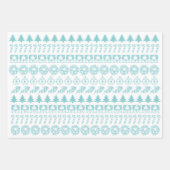 Aqua/White Kerstmis Iconic Pattern Inpakpapier Vel (Voorkant 2)