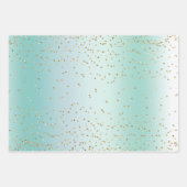 Aqua White Mint Gold Confetti Christmas Inpakpapier Vel (Voorkant)