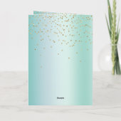 Aqua White Mint Gold Confetti Christmas Kaart (Achterkant)