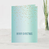 Aqua White Mint Gold Confetti Christmas Kaart (Voorkant)