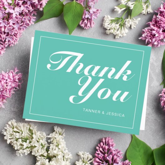 Aqua & White Modern Minimalist - Dank u Briefkaart