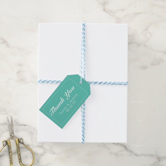 Aqua & White Modern minimalist Hartelijk dank Cadeaulabel (Met Touw)