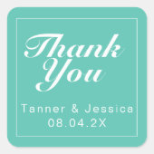 Aqua & White Modern minimalist Hartelijk dank Vierkante Sticker (Voorkant)