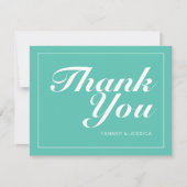 Aqua & White Modern minimalist Wedding Bedankkaart (Voorkant)