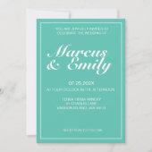 Aqua & White Modern minimalist Wedding Invitation Kaart (Voorkant)
