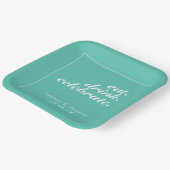 Aqua & White Modern minimalist Wedding Papieren Bordje (Gebogen)