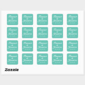Aqua & White Modern minimalist Wedding Vierkante Sticker (Vel)