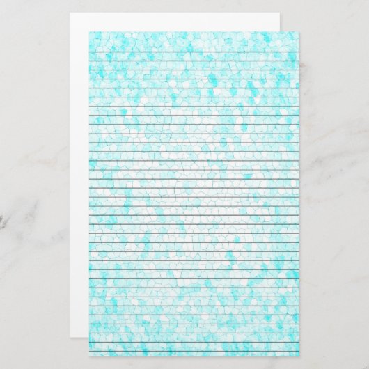Aqua White Mosaic Stationery met optionele lijnen Briefpapier (Voorkant / Achterkant)