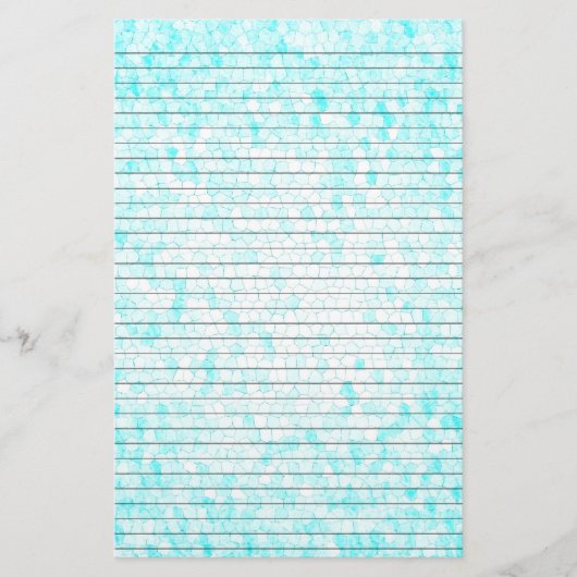 Aqua White Mosaic Stationery met optionele lijnen Briefpapier (Voorkant)