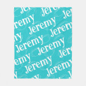 Aqua & White Novelty Football Fleece Deken (Voorkant)