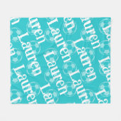 Aqua & White Novelty Voetbal Fleece Deken (Voorkant (Horizontaal))