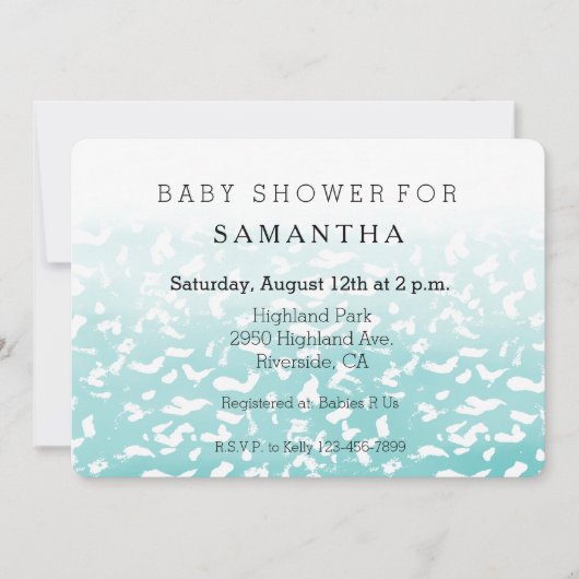  Aqua White Ombre Dierenprint baby shower Kaart (Voorkant)