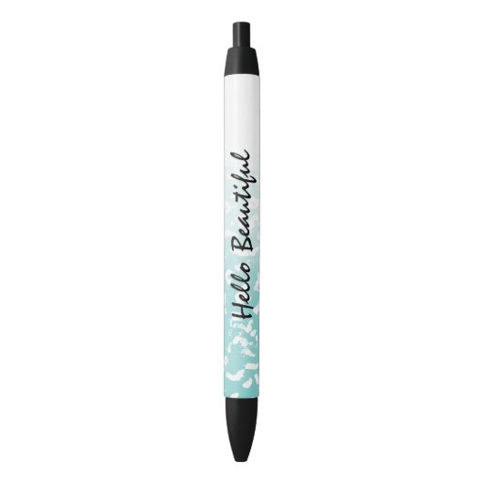  Aqua White Ombre Dierenprint Zwarte Inkt Pen (Voorkant Verticaal)