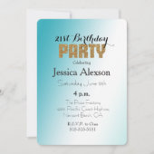 Aqua White Ombre Gouden Glitter Kaart (Voorkant)