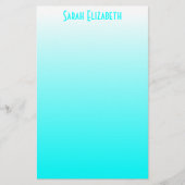 Aqua White Ombre Stationery Briefpapier (Voorkant)